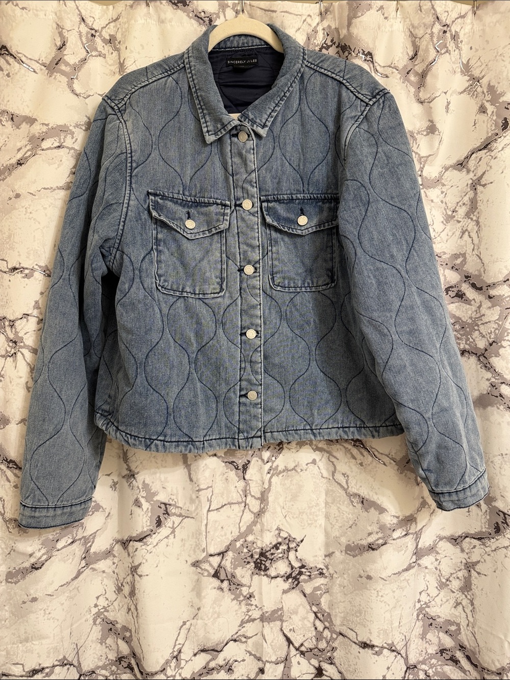 Sincerely Jules Light Blue Quilted Denim Jacket - Women's